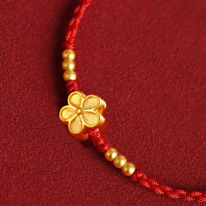 Buddha Stones Adjustable Red String Gold Flower Protection Bracelet - image 3