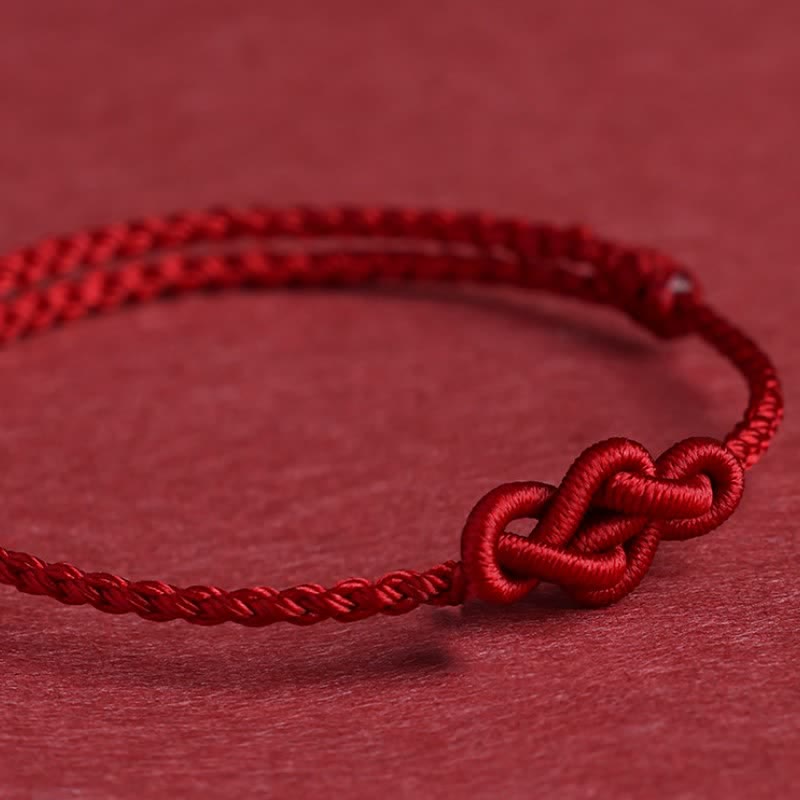 Buddha Stones Minimalist Red String Chinese Knotting Prosperity Bracelet Anklet - image 3