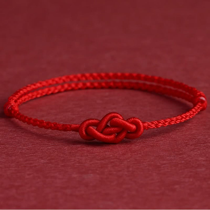 Buddha Stones Minimalist Red String Chinese Knotting Prosperity Bracelet Anklet - Red Bracelet (Wrist Circumference: 5.5–7.1 in/14–18 cm) - image 8