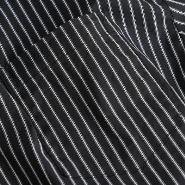 Buddha Stones Spring Fall Casual Button-Up Striped Cotton Men's Long Sleeve Shirts With Pocket - image 2