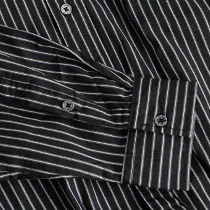 Buddha Stones Spring Fall Casual Button-Up Striped Cotton Men's Long Sleeve Shirts With Pocket - image 3