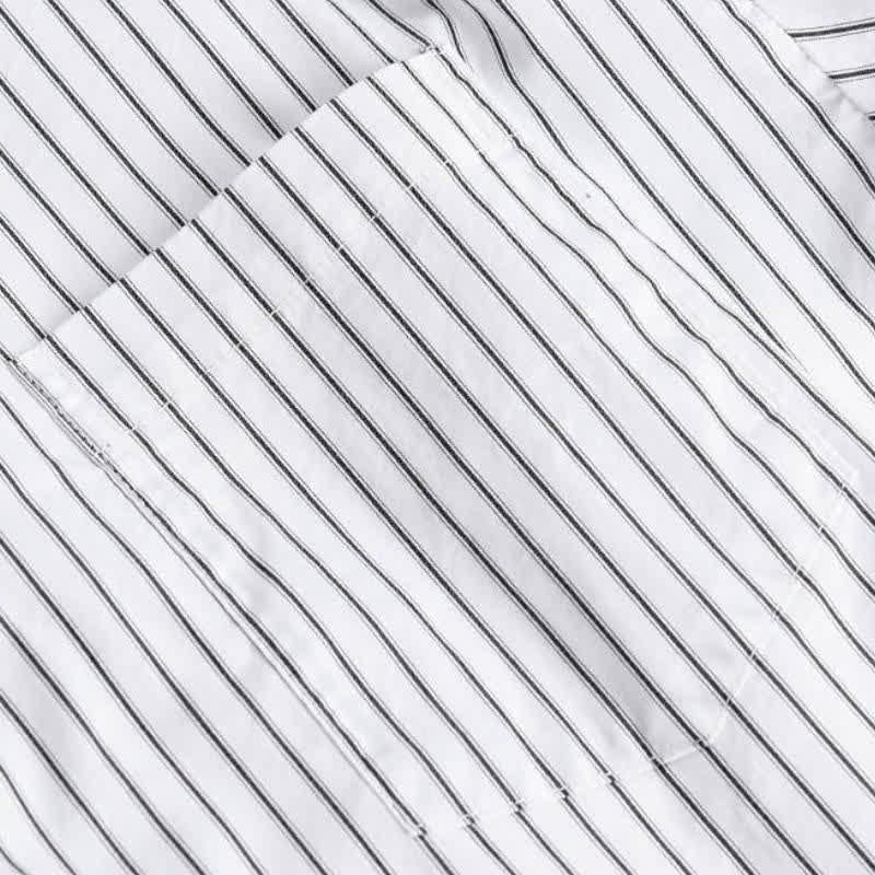 Buddha Stones Spring Fall Casual Button-Up Striped Cotton Men's Long Sleeve Shirts With Pocket - image 10