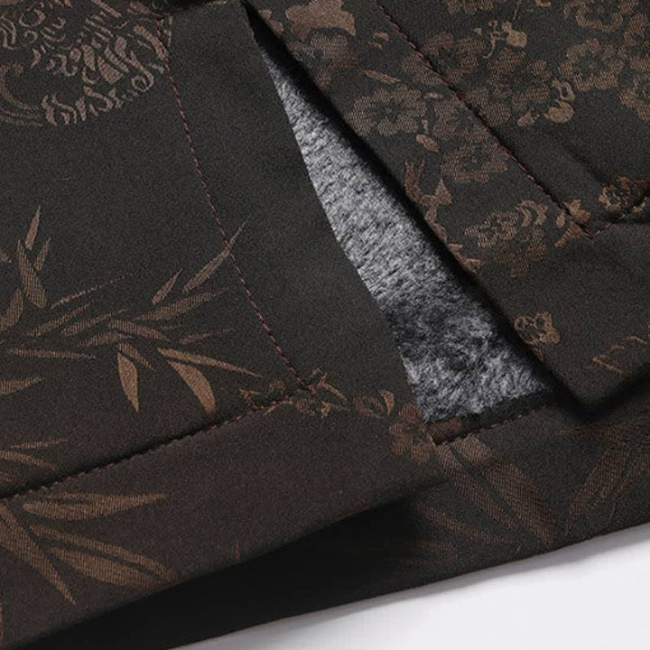 Buddha Stones Fall Winter Tang Style Vintage Mandarin Collar Frog Button Floral Men's Meditation Cloth With Pocket - image 14