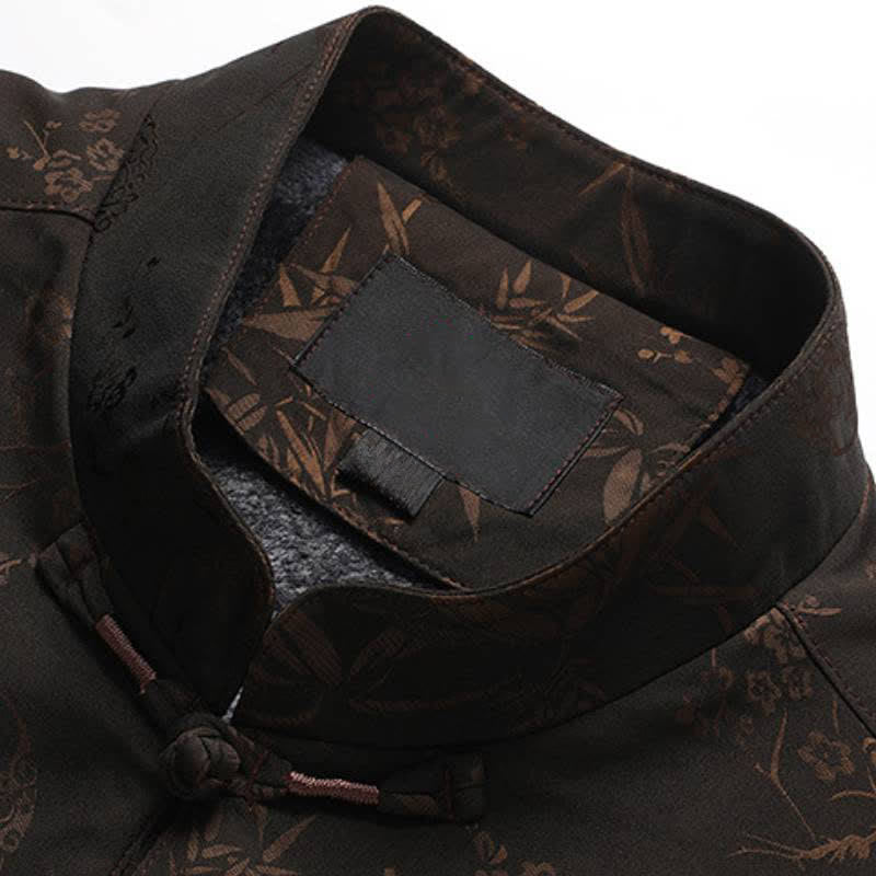 Buddha Stones Fall Winter Tang Style Vintage Mandarin Collar Frog Button Floral Men's Meditation Cloth With Pocket - image 10