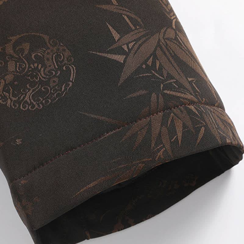 Buddha Stones Fall Winter Tang Style Vintage Mandarin Collar Frog Button Floral Men's Meditation Cloth With Pocket - image 11