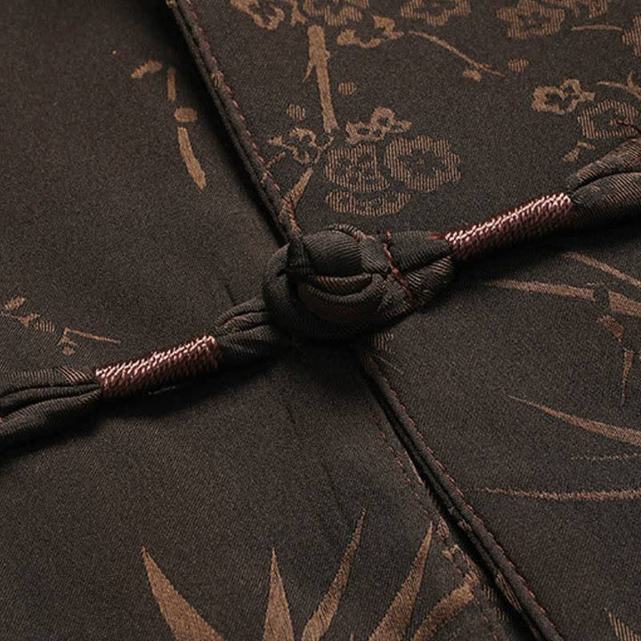 Buddha Stones Fall Winter Tang Style Vintage Mandarin Collar Frog Button Floral Men's Meditation Cloth With Pocket - image 12