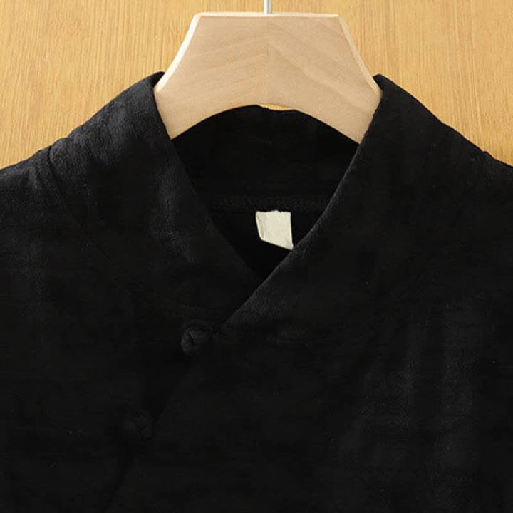 Buddha Stones Spring Fall Tang Style Minimalist Mandarin Collar Solid Women's Long Sleeve Shirts - image 11