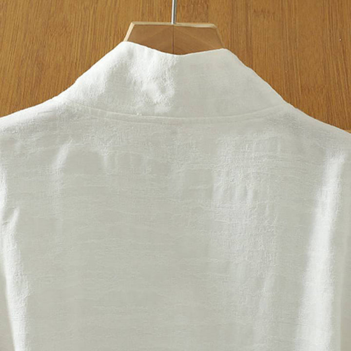 Buddha Stones Spring Fall Tang Style Minimalist Mandarin Collar Solid Women's Long Sleeve Shirts - image 4