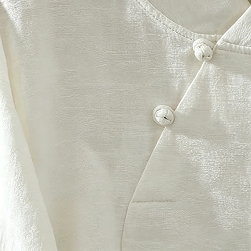 Buddha Stones Spring Fall Tang Style Minimalist Mandarin Collar Solid Women's Long Sleeve Shirts - image 5