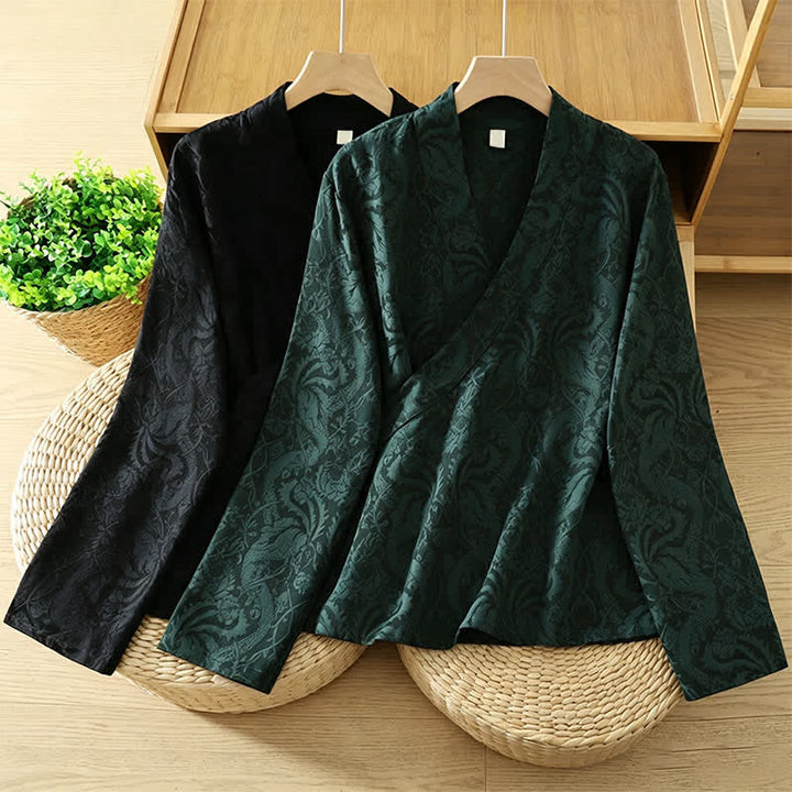 Buddha Stones Fall Tang Style Vintage Drawstring Floral Women's Kimono - image 14