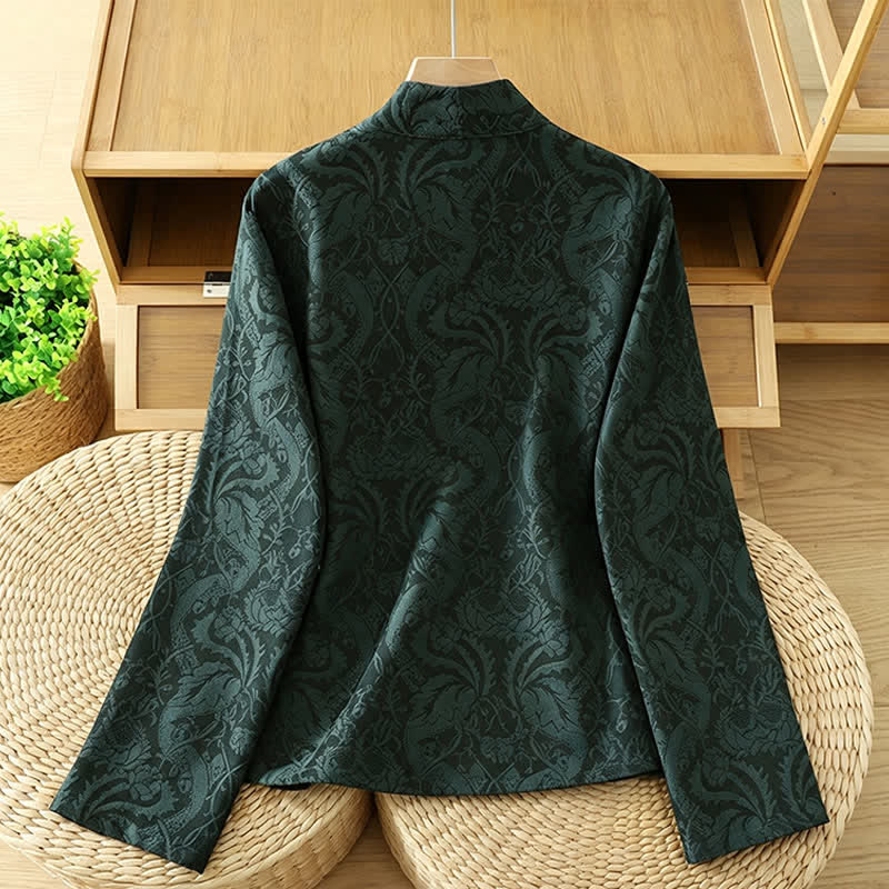 Buddha Stones Fall Tang Style Vintage Drawstring Floral Women's Kimono - image 1