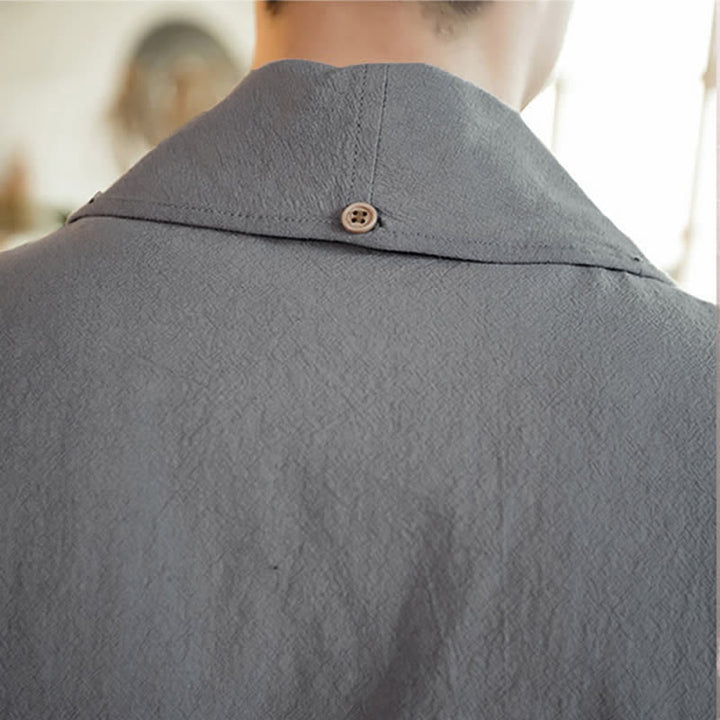 Buddha Stones Spring Fall Casual Minimalist Solid Men's Kimono - image 11