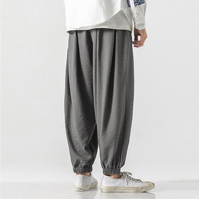 Buddha Stones Spring Summer Casual Drawstring Solid Cropped Pants Men's Tapered Pants With Pocket - image 25