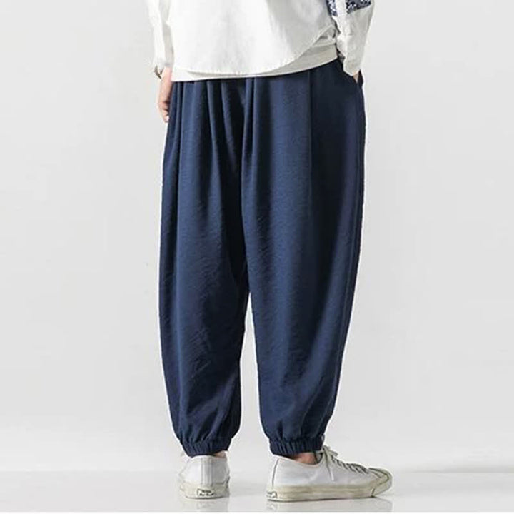 Buddha Stones Spring Summer Casual Drawstring Solid Cropped Pants Men's Tapered Pants With Pocket - image 15