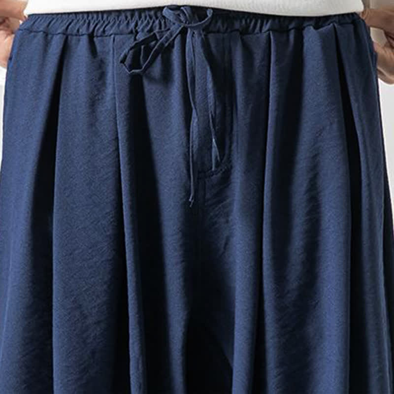 Buddha Stones Spring Summer Casual Drawstring Solid Cropped Pants Men's Tapered Pants With Pocket - image 17