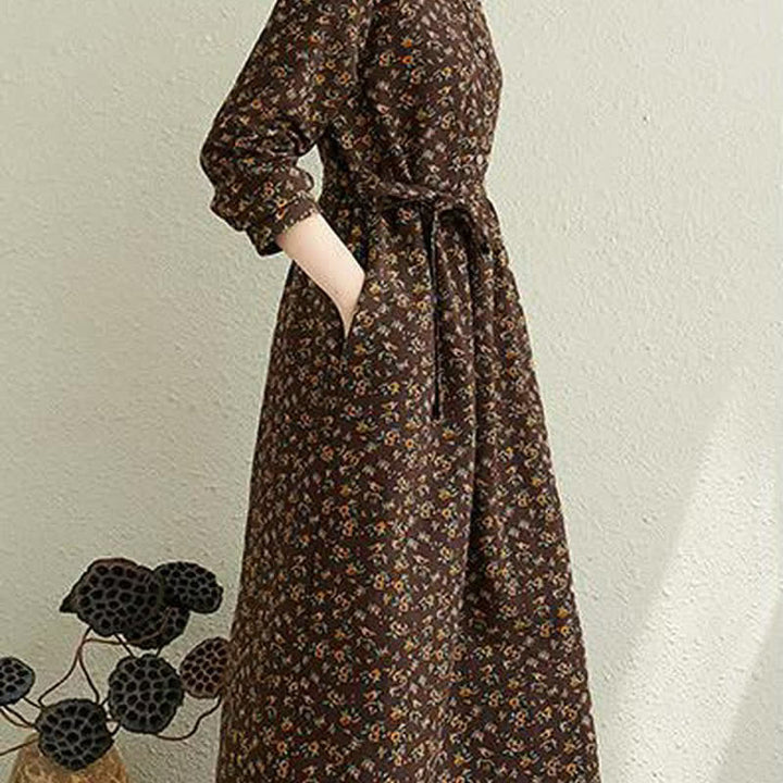 Buddha Stones Fall Casual Vintage Button-Up Floral Women's Long Sleeve Dress With Pocket - image 18