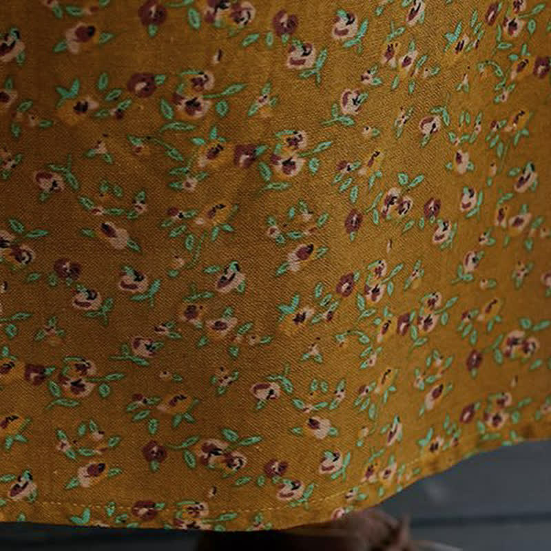 Buddha Stones Fall Casual Vintage Button-Up Floral Women's Long Sleeve Dress With Pocket - image 10