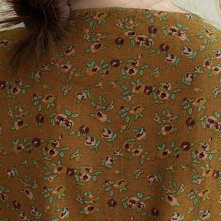 Buddha Stones Fall Casual Vintage Button-Up Floral Women's Long Sleeve Dress With Pocket - image 5