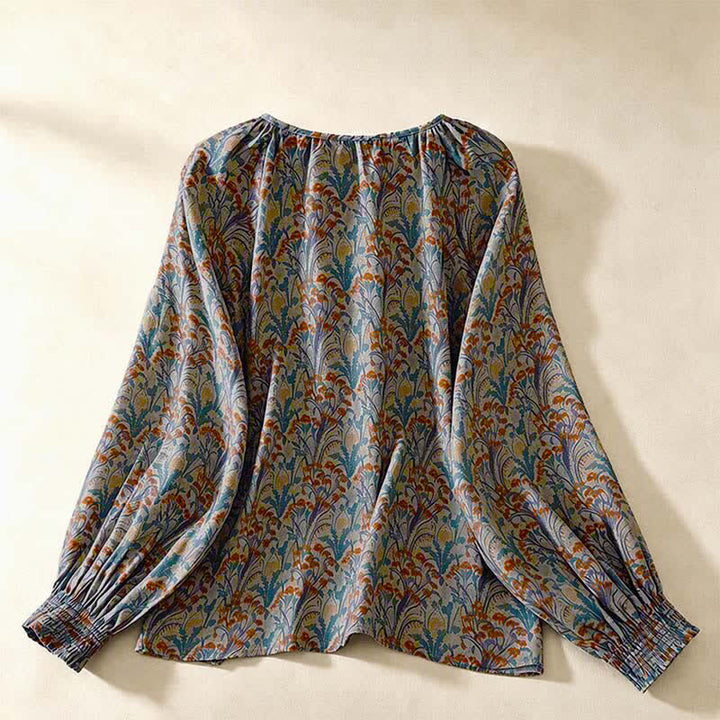 Buddha Stones Fall Vintage Floral Women's Long Sleeve Shirts - image 1
