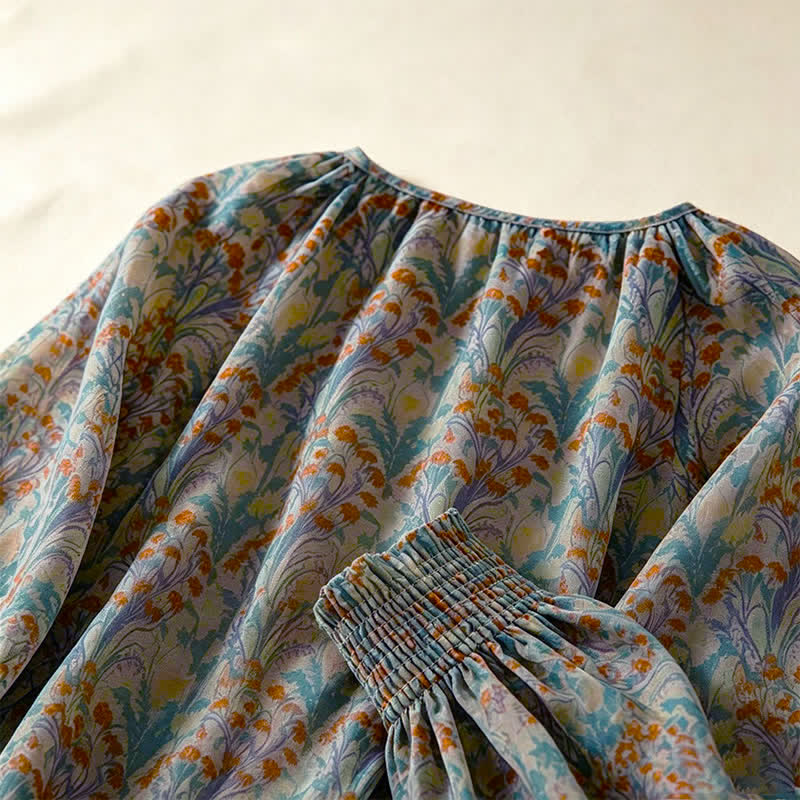 Buddha Stones Fall Vintage Floral Women's Long Sleeve Shirts - image 2