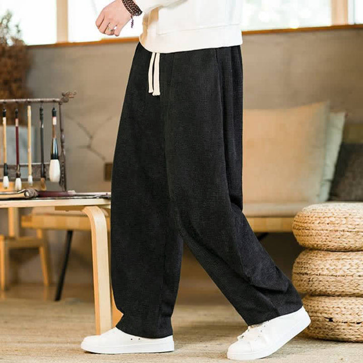 Buddha Stones Fall Winter Casual Minimalist Drawstring Solid Ankle Pants Men's Tapered Pants With Pocket - image 9