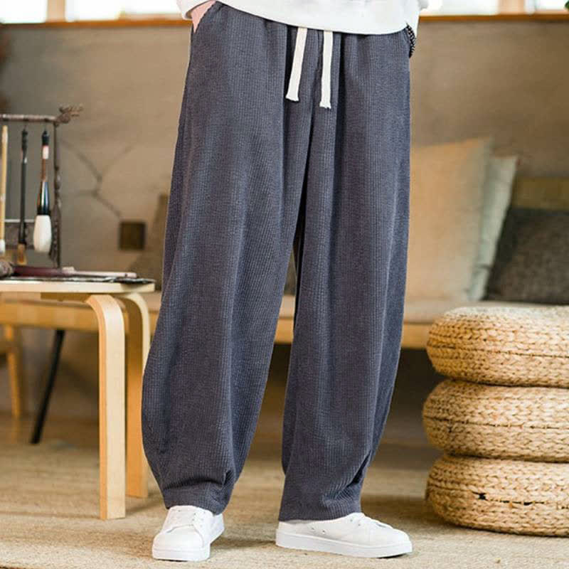 Buddha Stones Fall Winter Casual Minimalist Drawstring Solid Ankle Pants Men's Tapered Pants With Pocket - image 2