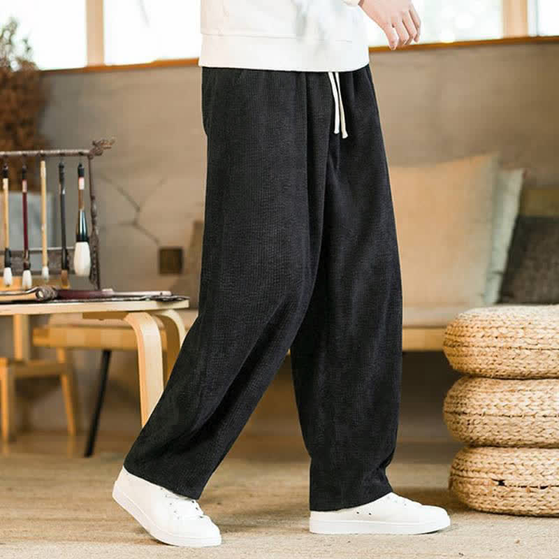 Buddha Stones Fall Winter Casual Minimalist Drawstring Solid Ankle Pants Men's Tapered Pants With Pocket - image 11