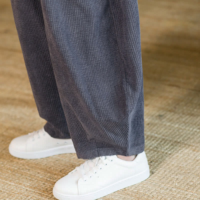 Buddha Stones Fall Winter Casual Minimalist Drawstring Solid Ankle Pants Men's Tapered Pants With Pocket - image 7
