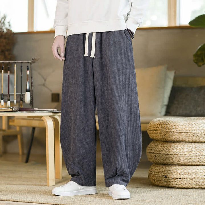Buddha Stones Fall Winter Casual Minimalist Drawstring Solid Ankle Pants Men's Tapered Pants With Pocket - DimGray - US/UK/AU46, EU56 (5XL) - image 0