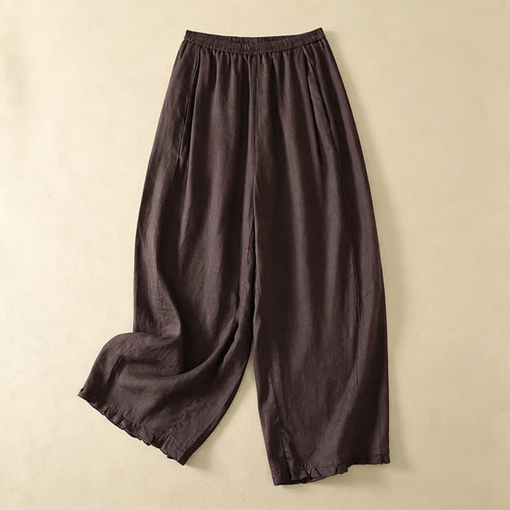 Buddha Stones Spring Summer Basic Simple Solid Ankle Pants Women's Straight Leg Pants With Pockets - SaddleBrown - US8-10, UK/AU12-14, EU40-42 (2XL) - image 6