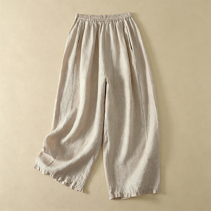 Buddha Stones Spring Summer Basic Simple Solid Ankle Pants Women's Straight Leg Pants With Pockets - Beige - US8-10, UK/AU12-14, EU40-42 (2XL) - image 0