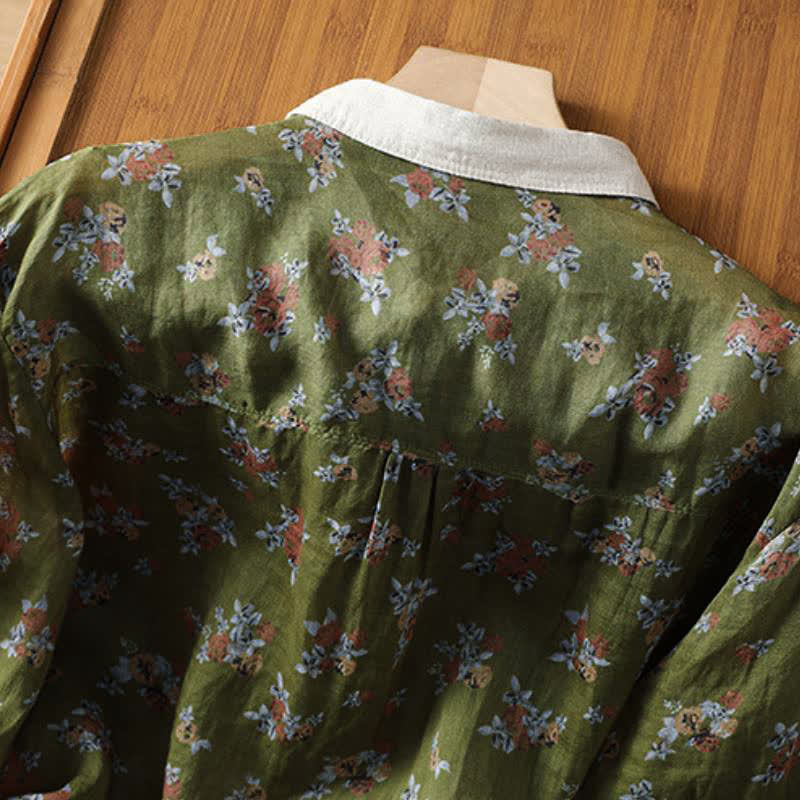 Buddha Stones Spring Summer Vintage Button-Up Floral Women's Long Sleeve Shirts With Pocket - image 10