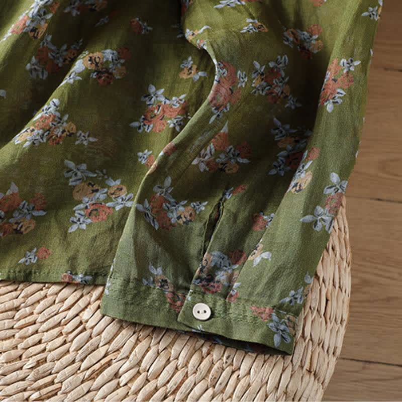 Buddha Stones Spring Summer Vintage Button-Up Floral Women's Long Sleeve Shirts With Pocket - image 11
