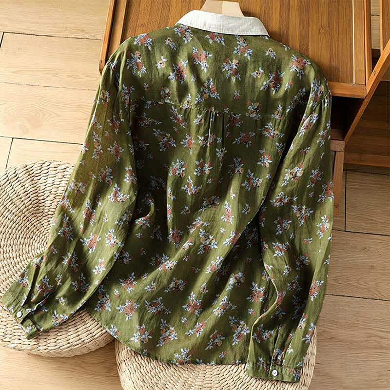 Buddha Stones Spring Summer Vintage Button-Up Floral Women's Long Sleeve Shirts With Pocket - image 8
