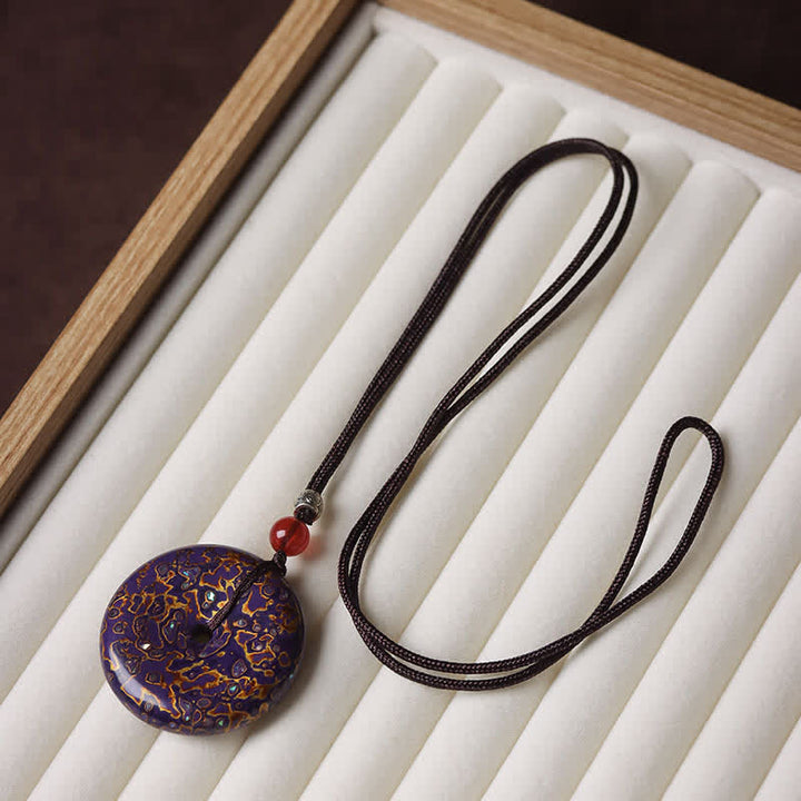 Buddha Stones Peace Buckle Braided Cord Pendant Necklace - Purple Color Scheme Random Pattern - image 8