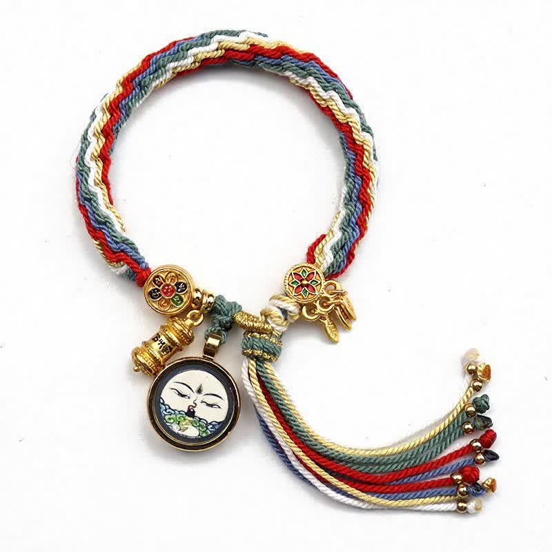 Buddha Stones Tibetan Titanium Steel Om Mani Padme Hum Strengthen Bracelet - Red Blue - image 4