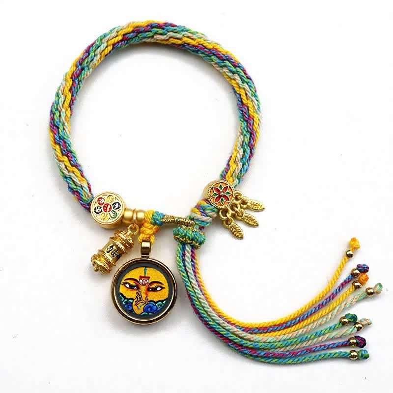 Buddha Stones Tibetan Titanium Steel Om Mani Padme Hum Strengthen Bracelet - image 1