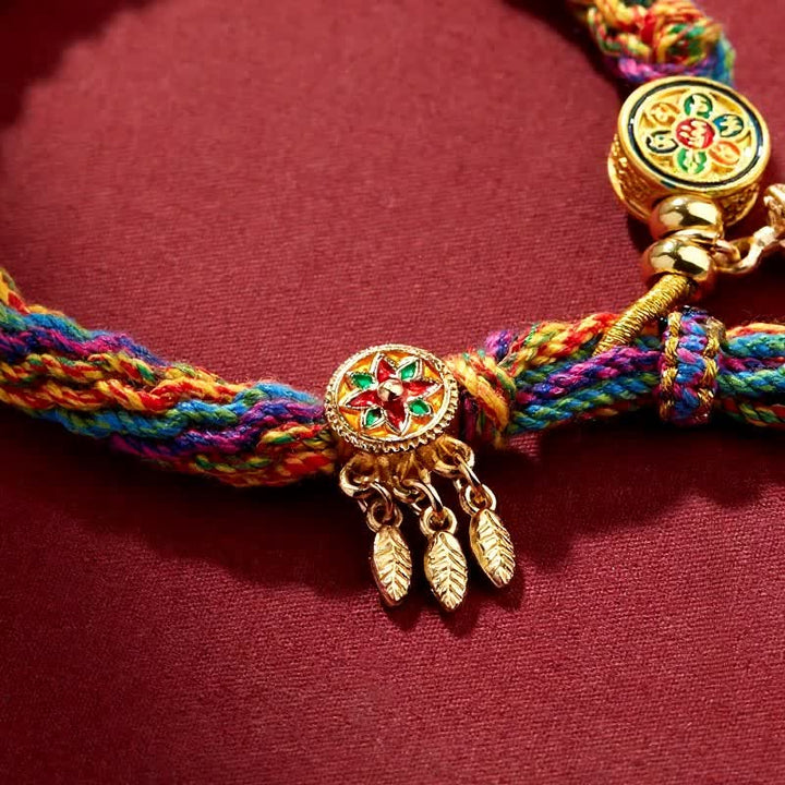 Buddha Stones Tibetan Om Mani Padme Hum Purity Hand-Woven Cord Bracelet - image 3
