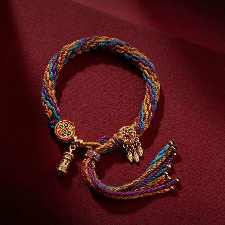 Buddha Stones Tibetan Om Mani Padme Hum Purity Hand-Woven Cord Bracelet - image 1