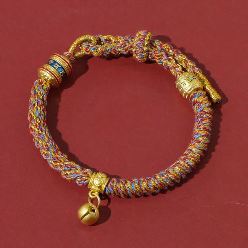 Buddha Stones Tibetan Om Mani Padme Hum Red String Protection Bracelet - Multicolor - image 0