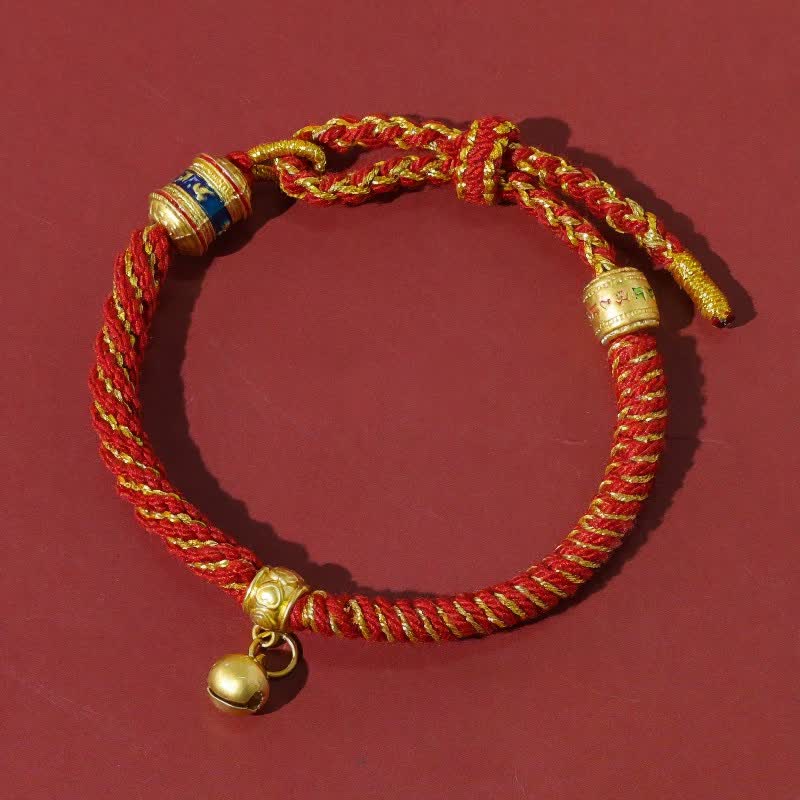 Buddha Stones Tibetan Om Mani Padme Hum Red String Protection Bracelet - Red - image 8