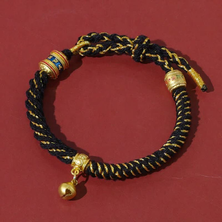 Buddha Stones Tibetan Om Mani Padme Hum Red String Protection Bracelet - Black - image 12
