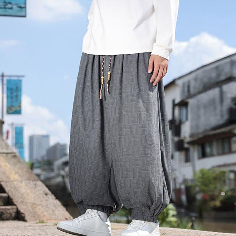 Buddha Stones Fall Winter Casual Vintage Drawstring Geometric Ankle Pants Men's Harem Pants With Pocket - image 11