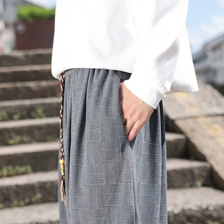 Buddha Stones Fall Winter Casual Vintage Drawstring Geometric Ankle Pants Men's Harem Pants With Pocket - image 16