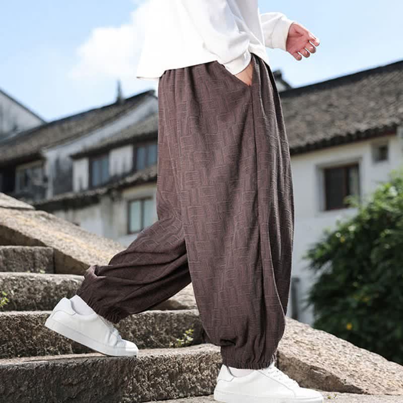 Buddha Stones Fall Winter Casual Vintage Drawstring Geometric Ankle Pants Men's Harem Pants With Pocket - image 21
