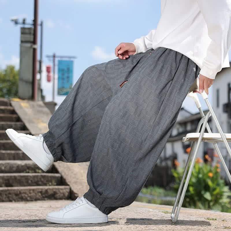 Buddha Stones Fall Winter Casual Vintage Drawstring Geometric Ankle Pants Men's Harem Pants With Pocket - image 12