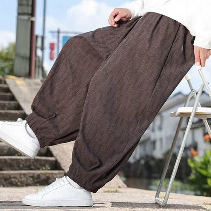 Buddha Stones Fall Winter Casual Vintage Drawstring Geometric Ankle Pants Men's Harem Pants With Pocket - image 20