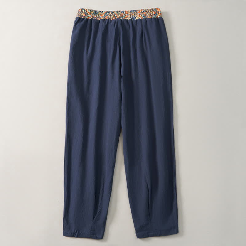 Buddha Stones Spring Summer Casual Boho Drawstring Geometric Elastic Waist Long Pants Men's Tapered Pants With Pockets - image 15