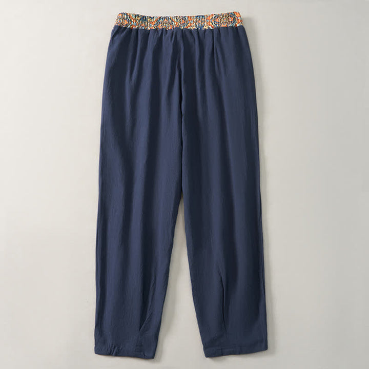 Buddha Stones Spring Summer Casual Boho Drawstring Geometric Elastic Waist Long Pants Men's Tapered Pants With Pockets - image 15