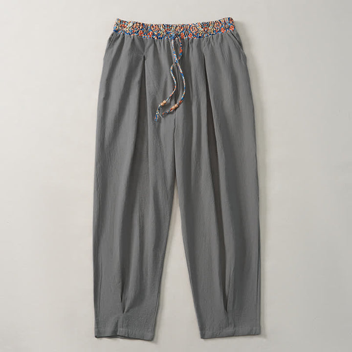 Buddha Stones Spring Summer Casual Boho Drawstring Geometric Elastic Waist Long Pants Men's Tapered Pants With Pockets - image 26